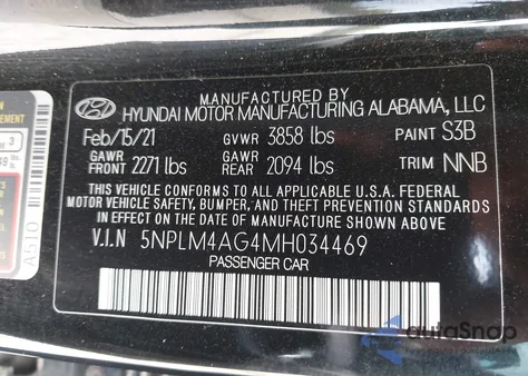 2021 Hyundai Elantra Sel z USA, uszkodzony, nr VIN 5NPLM4AG4MH034469